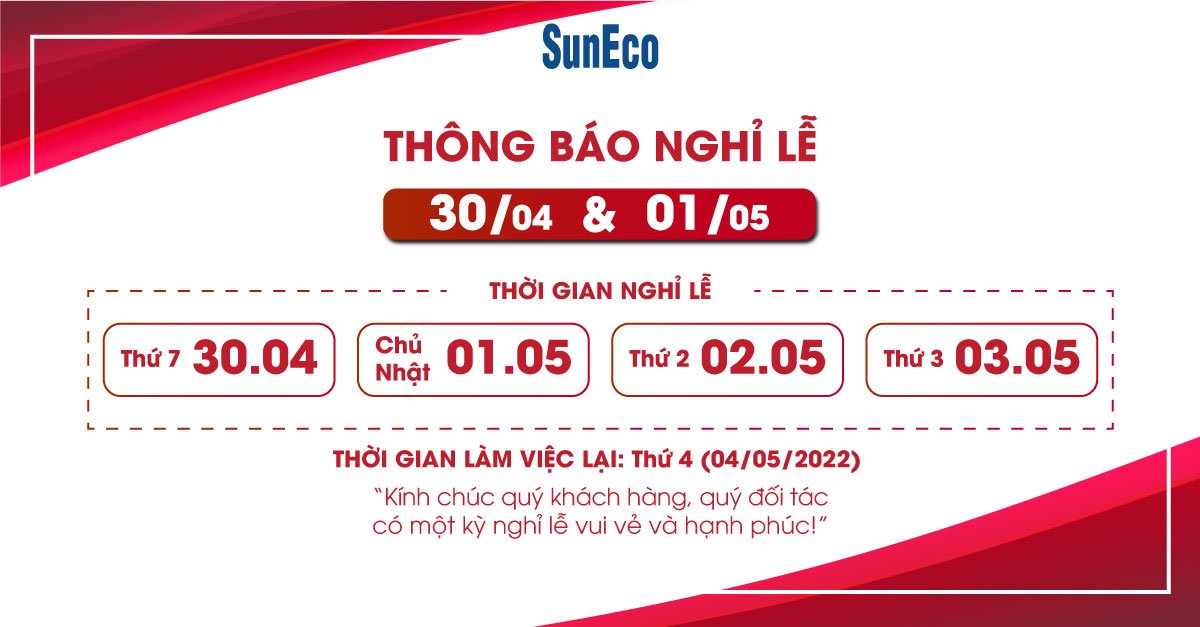 THÔNG BÁO LỊCH NGHỈ LỄ 30/4 VÀ 1/5