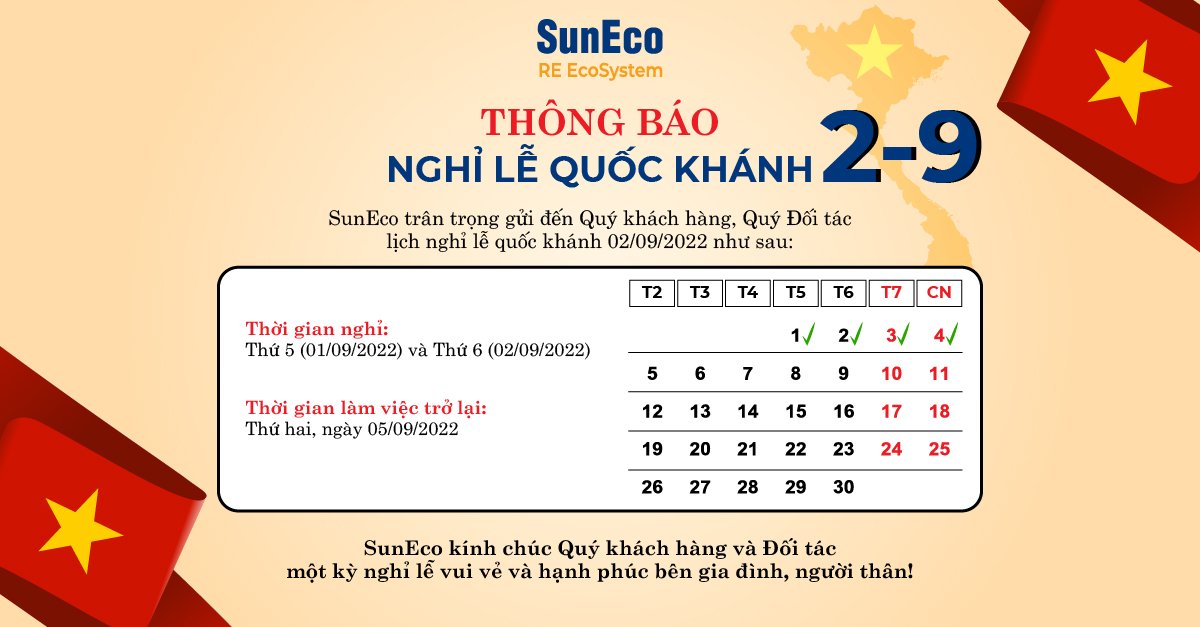 THÔNG BÁO NGHỈ LỄ QUỐC KHÁNH 2/9